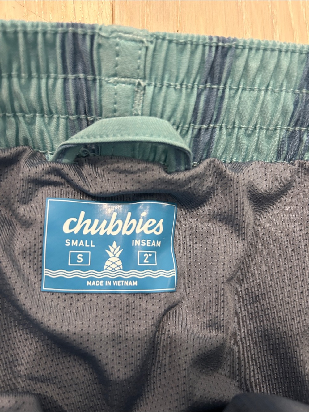 Chubbies Teal Swim Shorts with Navy Stripes - Picture 4 of 5